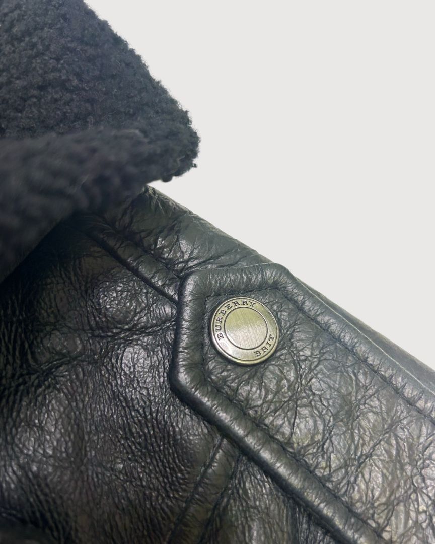 Black Burberry shearling jacket, 10