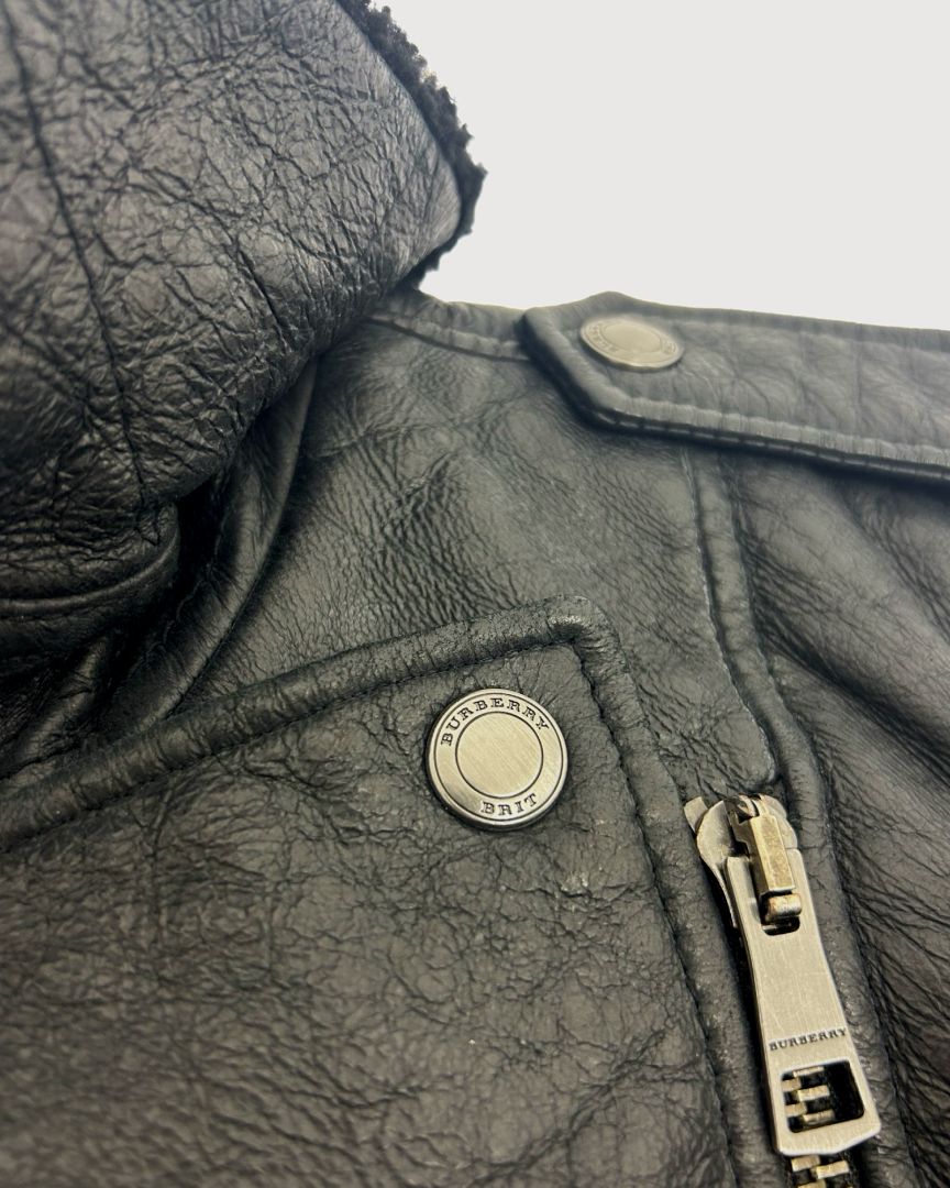 Black Burberry shearling jacket, 10
