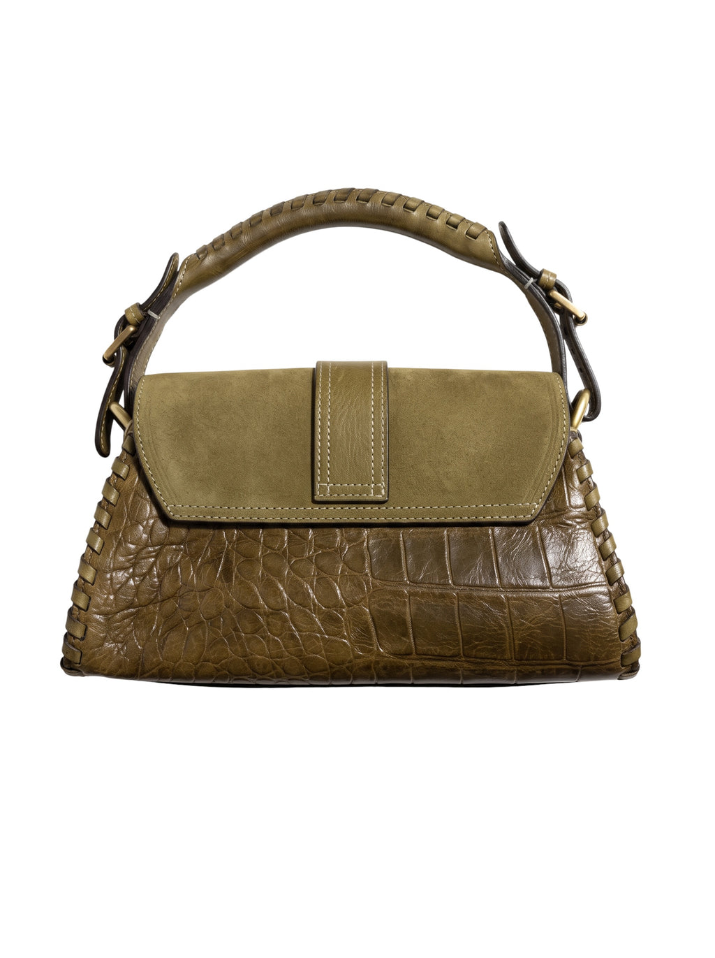 Mulberry Croc Embossed Pasadena Bag Khaki
