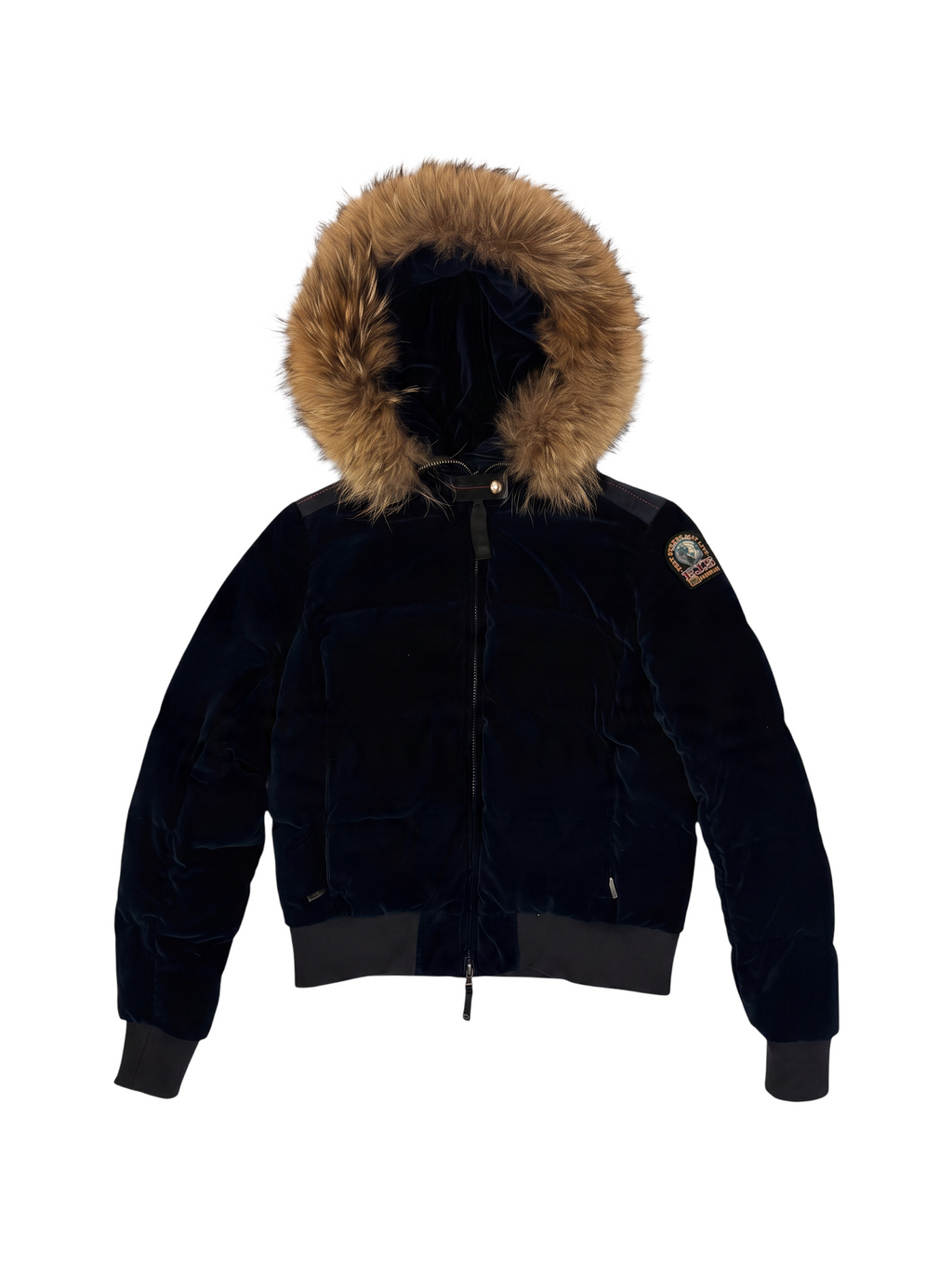 Parajumpers Fur Trim Velvet Padded Jacket Navy XS