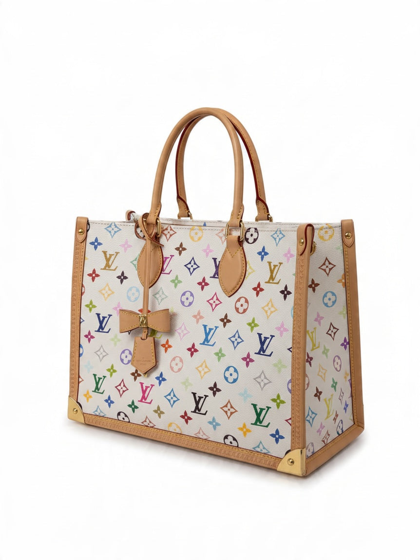 Louis Vuitton X Takashi Murakami OnTheGo Trunk MM Handbag White/ Multi Coloured