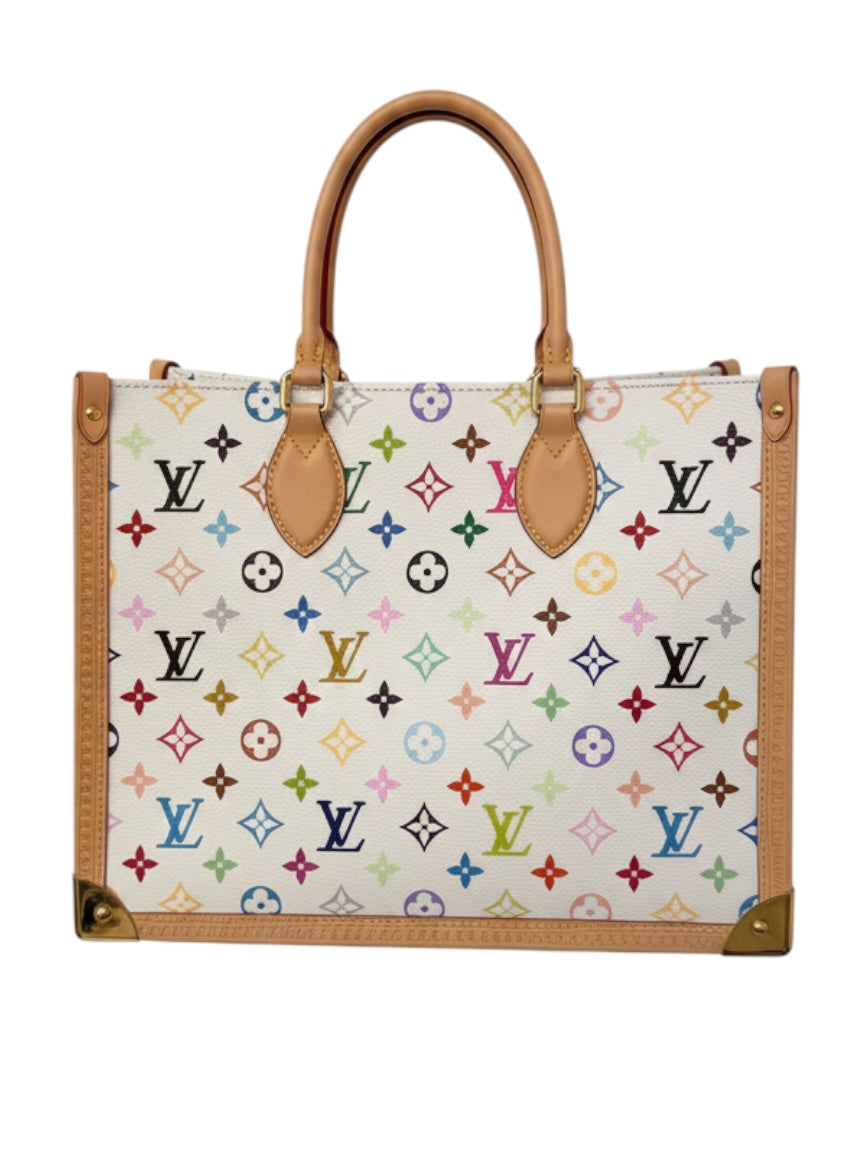Louis Vuitton X Takashi Murakami OnTheGo Trunk MM Handbag White/ Multi Coloured