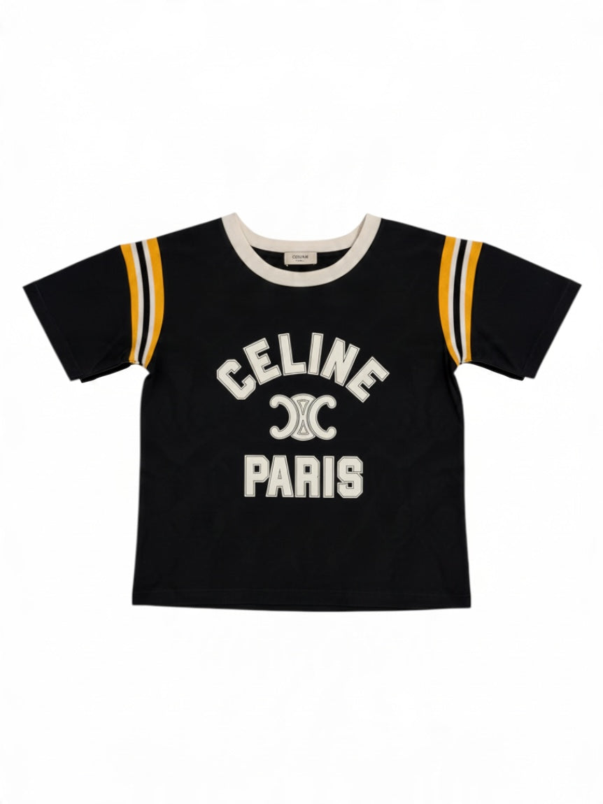 Celine T-shirt logo Black/white/yellow XS