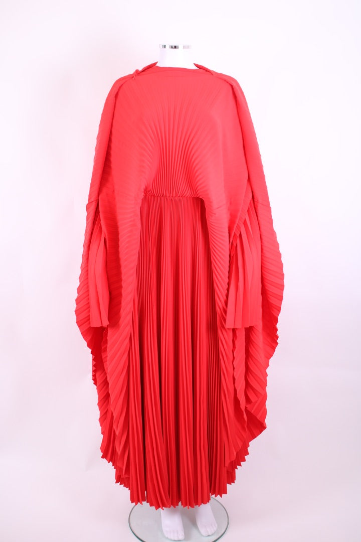 Balenciaga Cruise 2024 Caped Pleated Gown Red 10