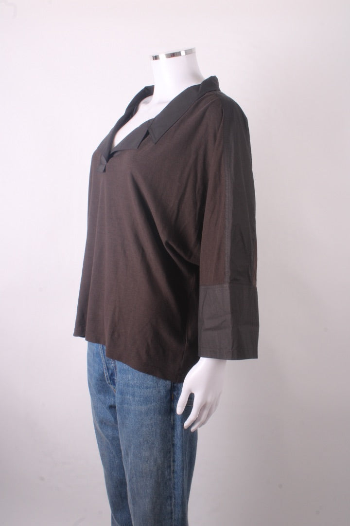 Annette Gortz L/S V Neck Top Brown M