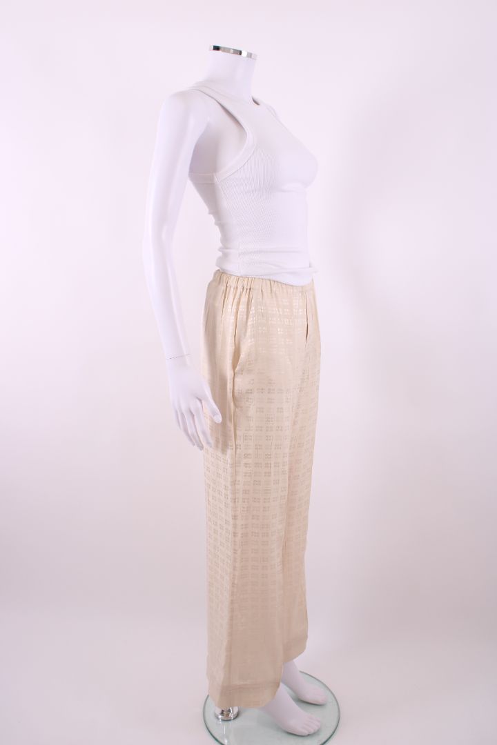 Miu Miu Logo Print Trousers Cream