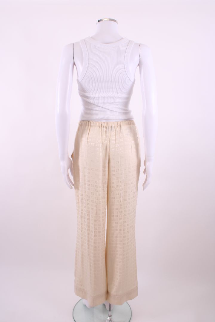 Miu Miu Logo Print Trousers Cream