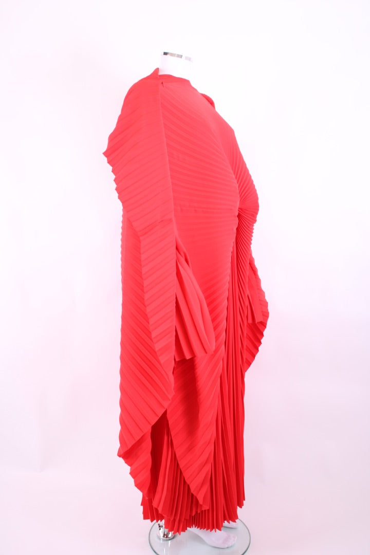Balenciaga Cruise 2024 Caped Pleated Gown Red 10
