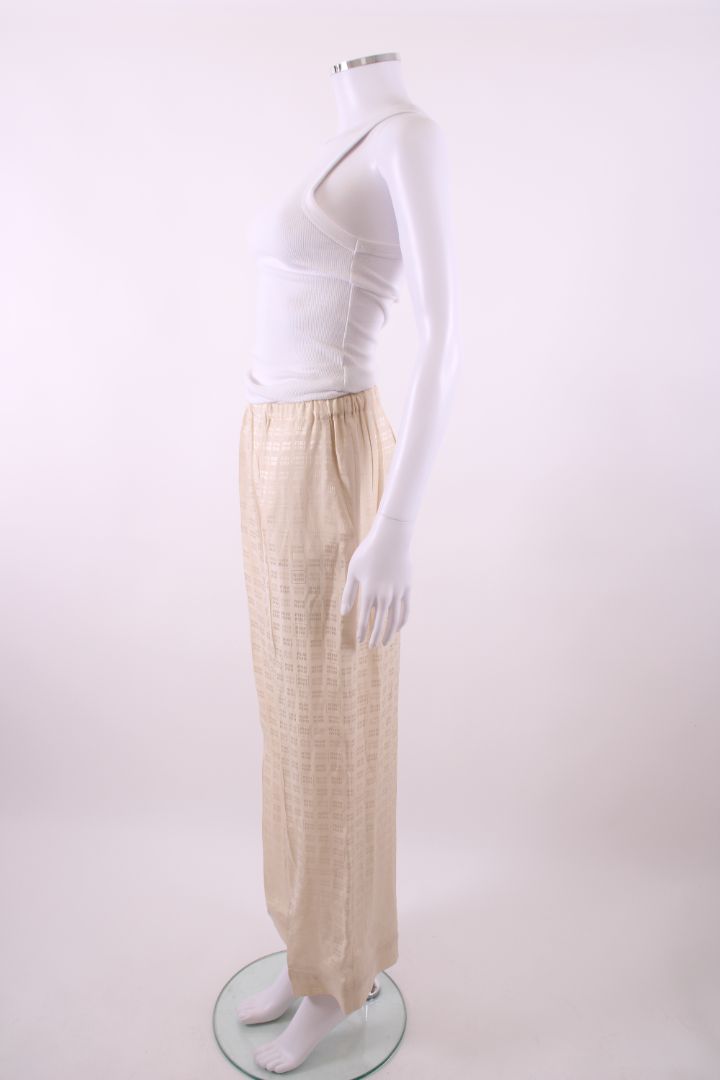 Miu Miu Logo Print Trousers Cream