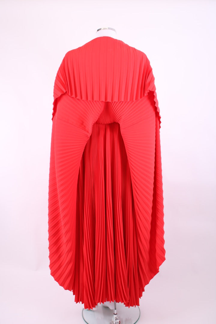 Balenciaga Cruise 2024 Caped Pleated Gown Red 10
