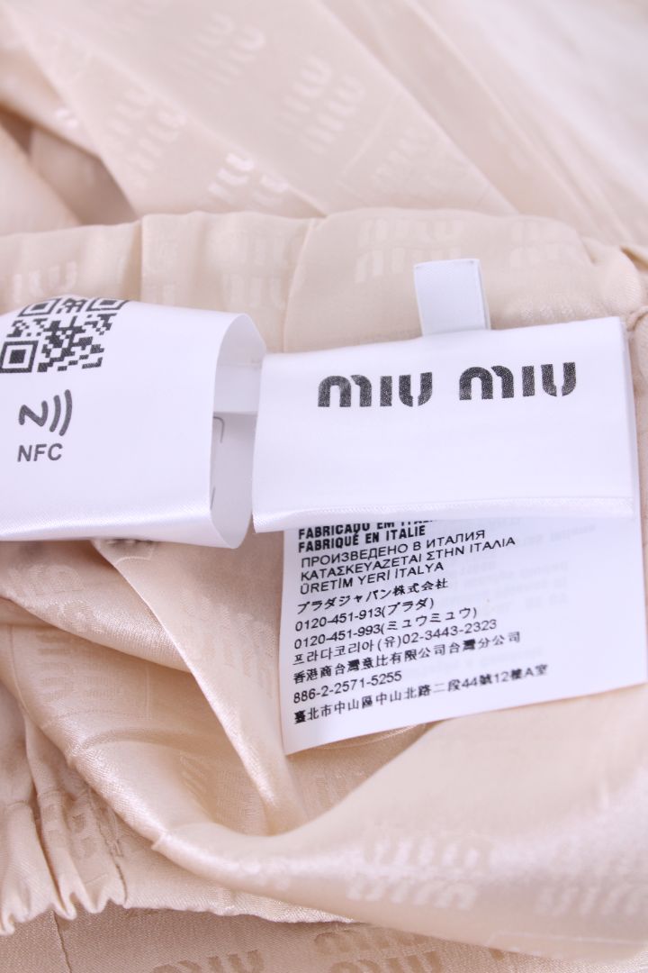 Miu Miu Logo Print Trousers Cream