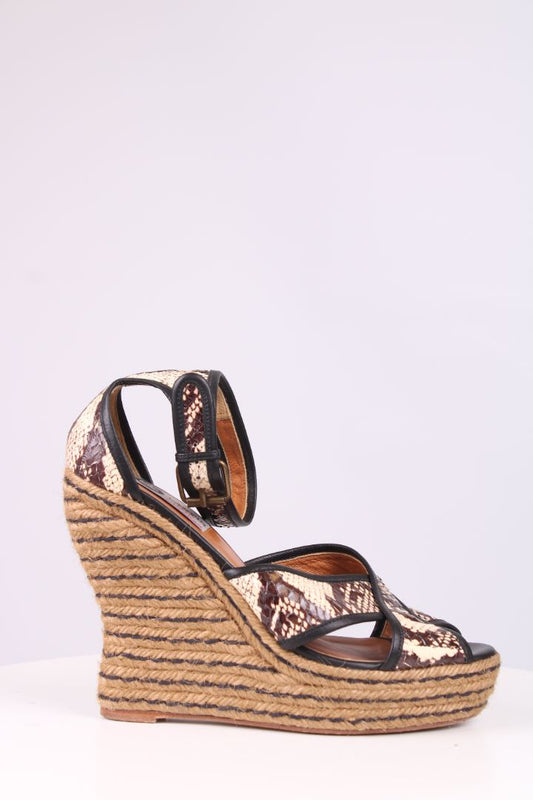 Lanvin Python Leather Espadrile wedges brown/cream 39