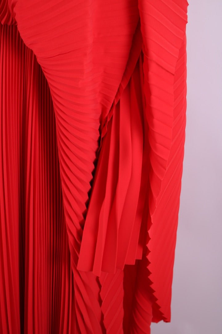 Balenciaga Cruise 2024 Caped Pleated Gown Red 10
