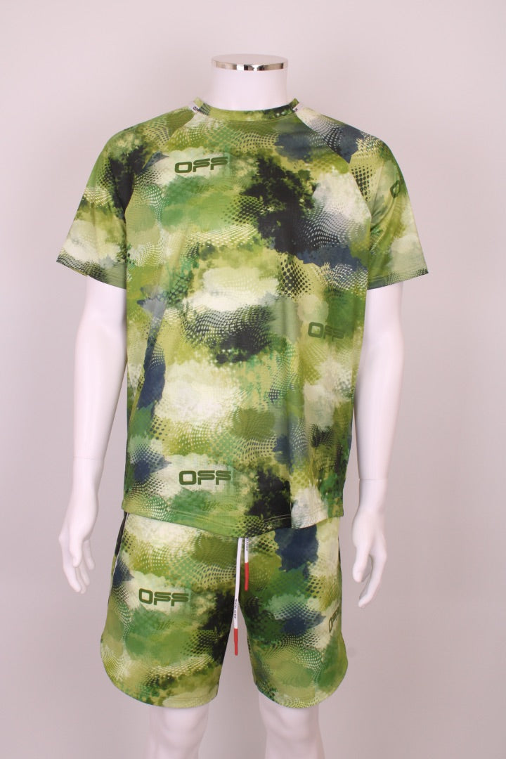 Off-White Printed Shorts & Top Green M / L