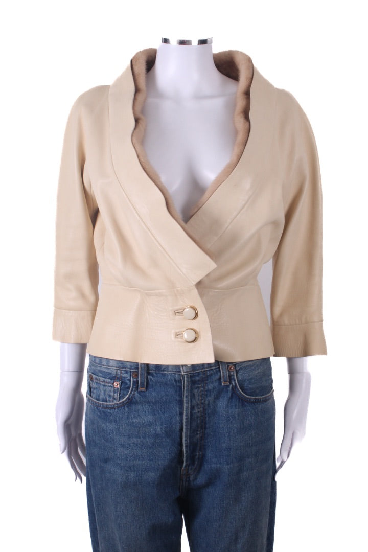 Marc jacobs leather mink trim Cream S