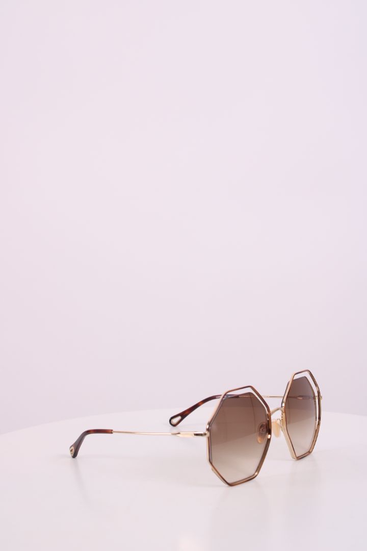 Chloe Poppy Hexagonal Sunglasses Gold