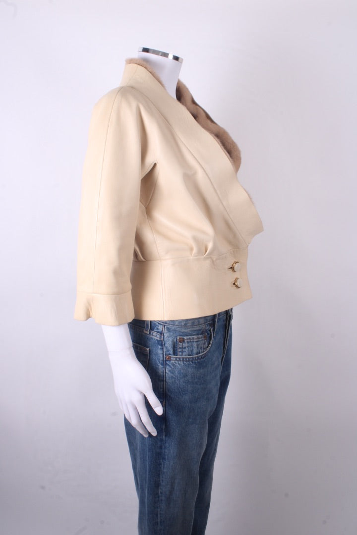 Marc jacobs leather mink trim Cream S