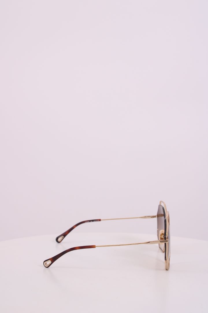 Chloe Poppy Hexagonal Sunglasses Gold