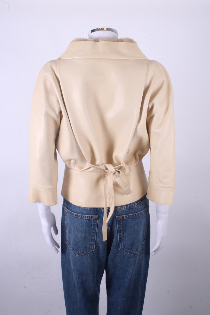 Marc jacobs leather mink trim Cream S