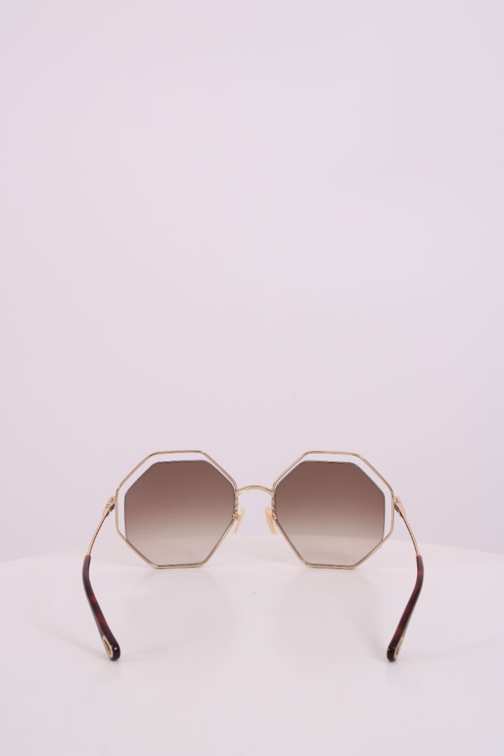 Chloe Poppy Hexagonal Sunglasses Gold