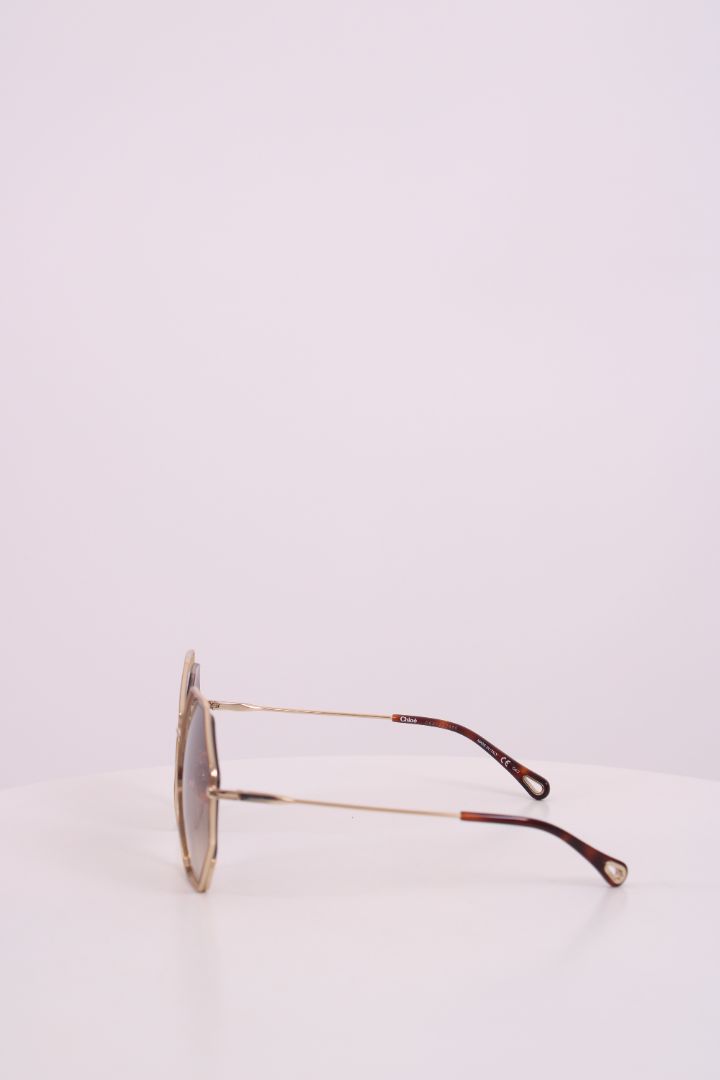 Chloe Poppy Hexagonal Sunglasses Gold