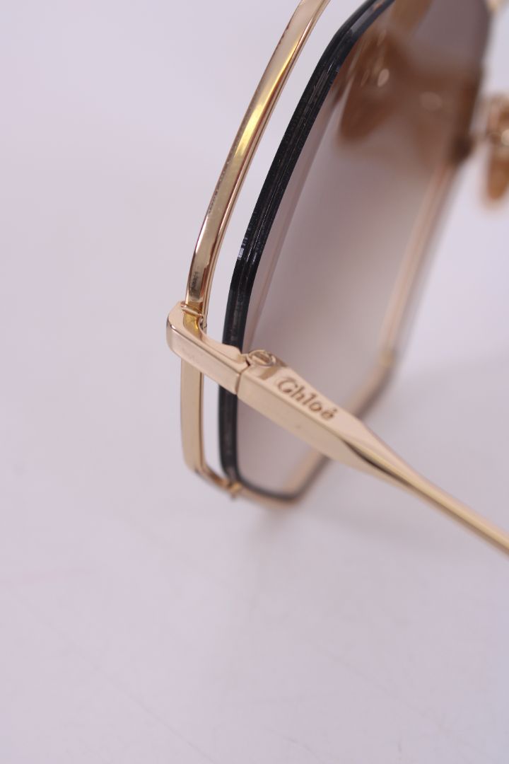 Chloe Poppy Hexagonal Sunglasses Gold
