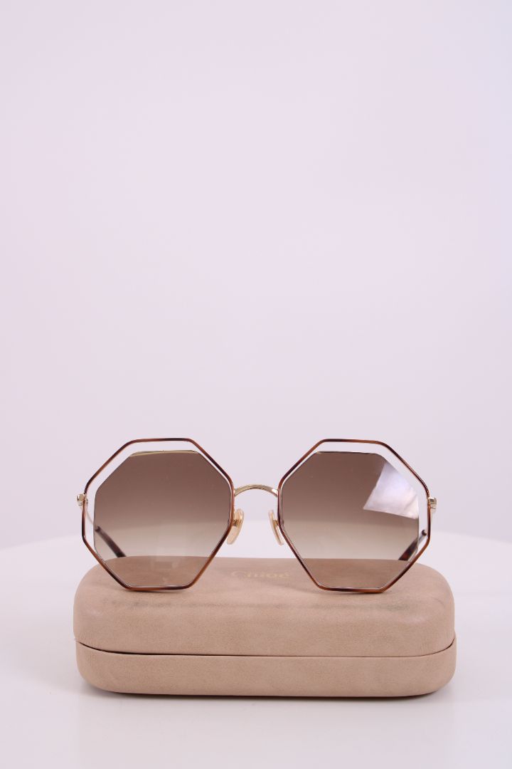 Chloe Poppy Hexagonal Sunglasses Gold