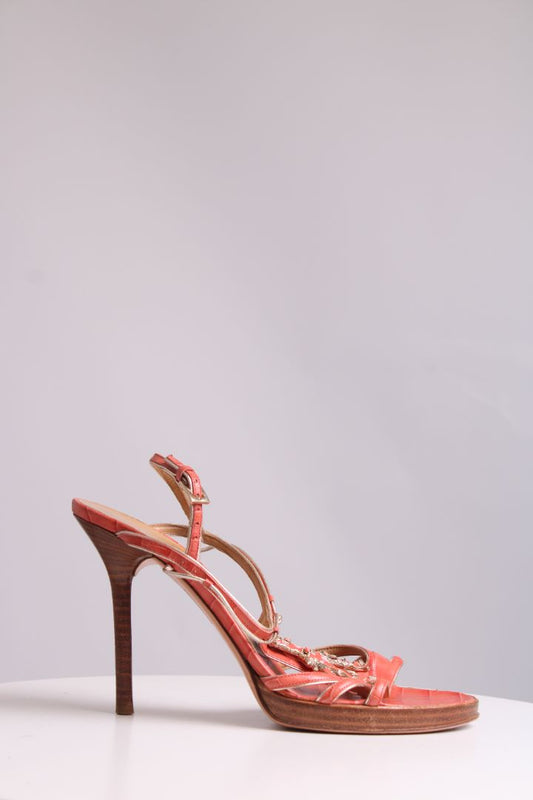 Valentino Coral embellished strap heel Coral 39