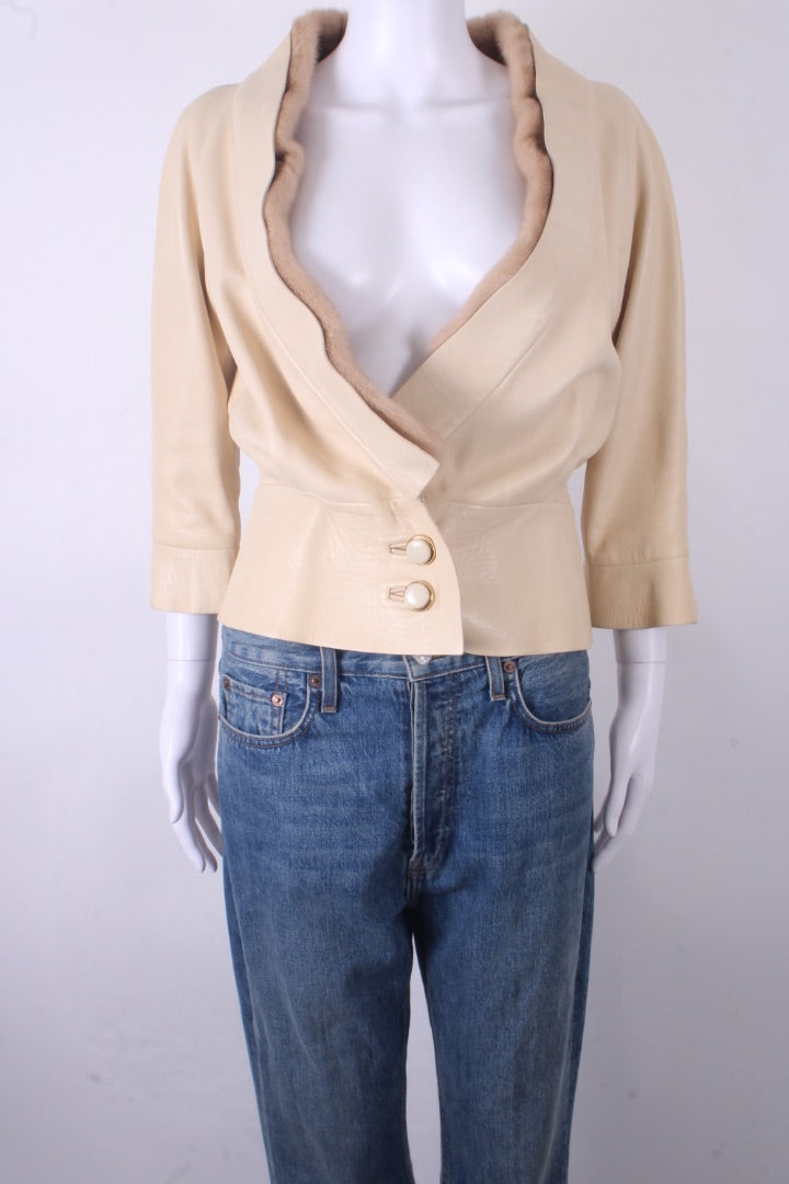 Marc jacobs leather mink trim Cream S