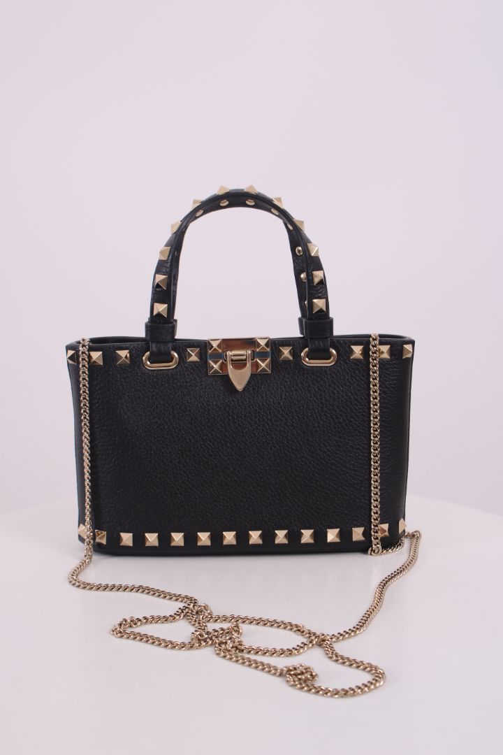 Valentino Rockstud Mini Shopping Bag Black