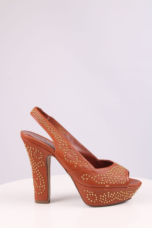Sergio Rossi Studded platform heels Tan 39
