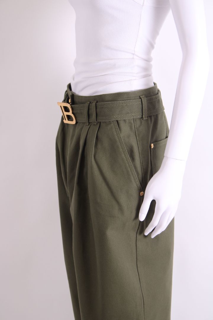 Balmain Belted Cargo Trousers Khaki 12
