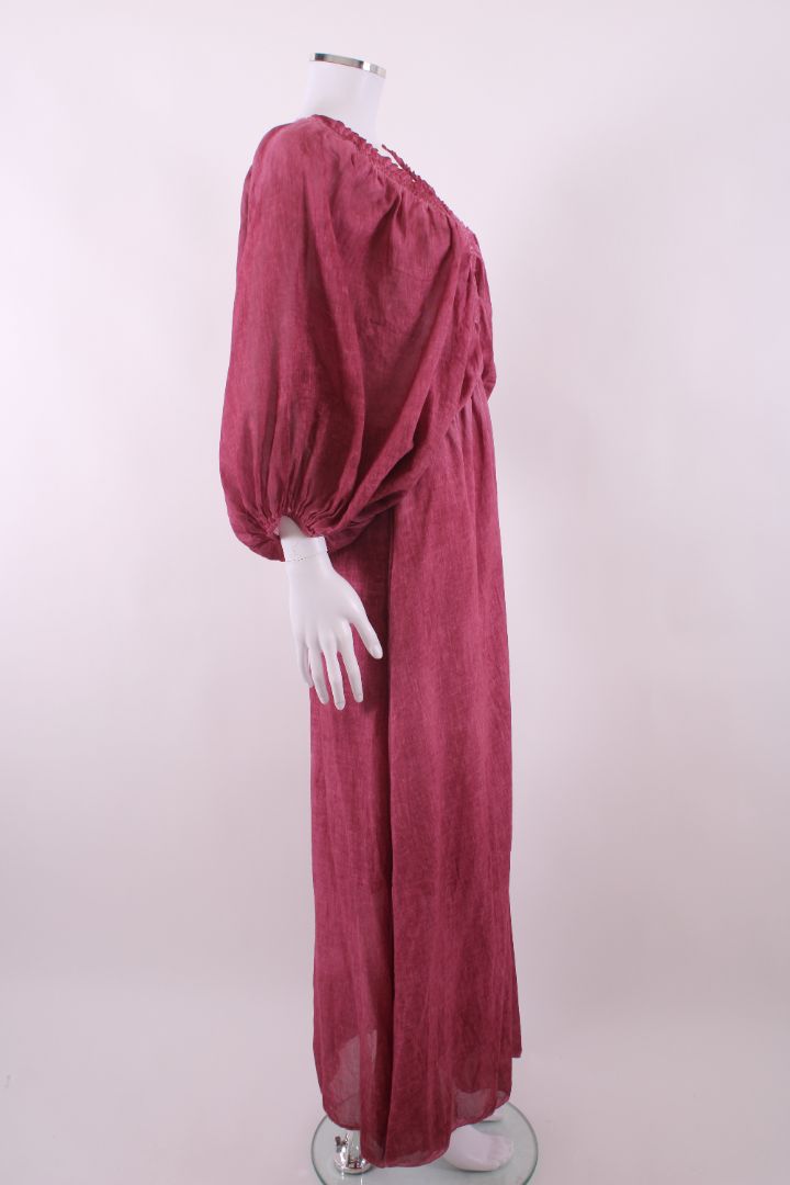 O mai S/S Puff Sleeve Dress Burgundy S
