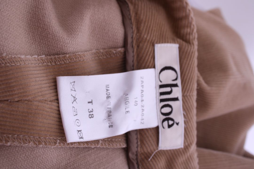 Chloe Cord Flare Trousers Beige 10