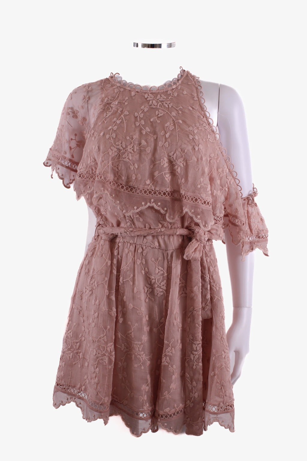Zimmermann One Shoulder Ruffle Playsuit Blush Pink 14