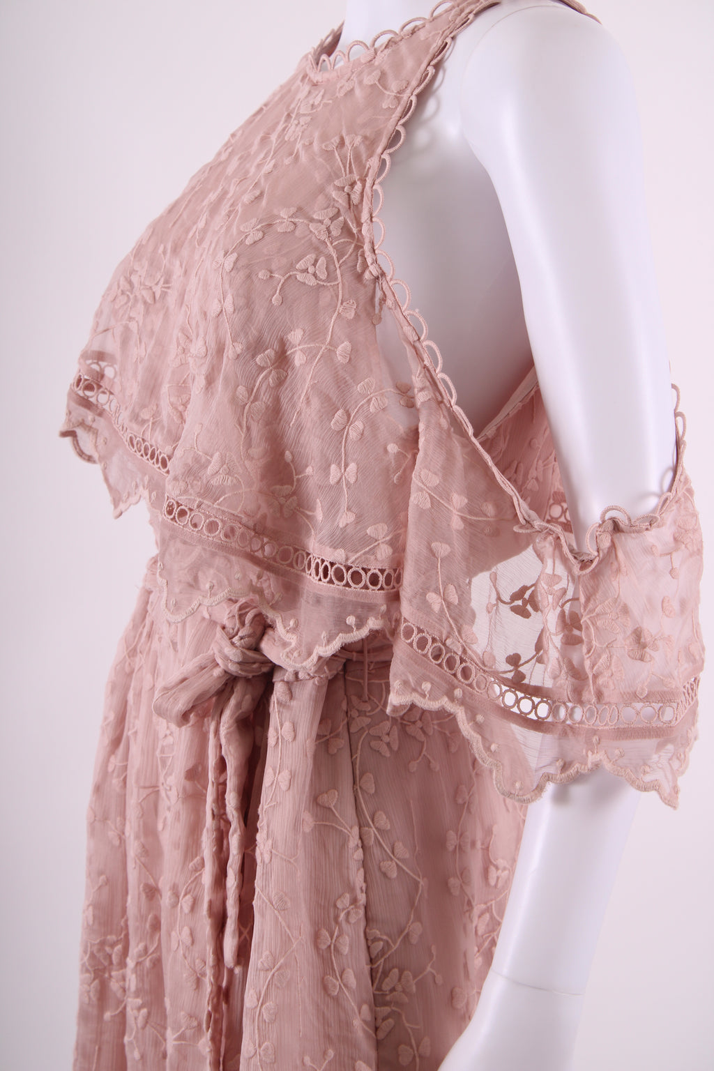 Zimmermann One Shoulder Ruffle Playsuit Blush Pink 14