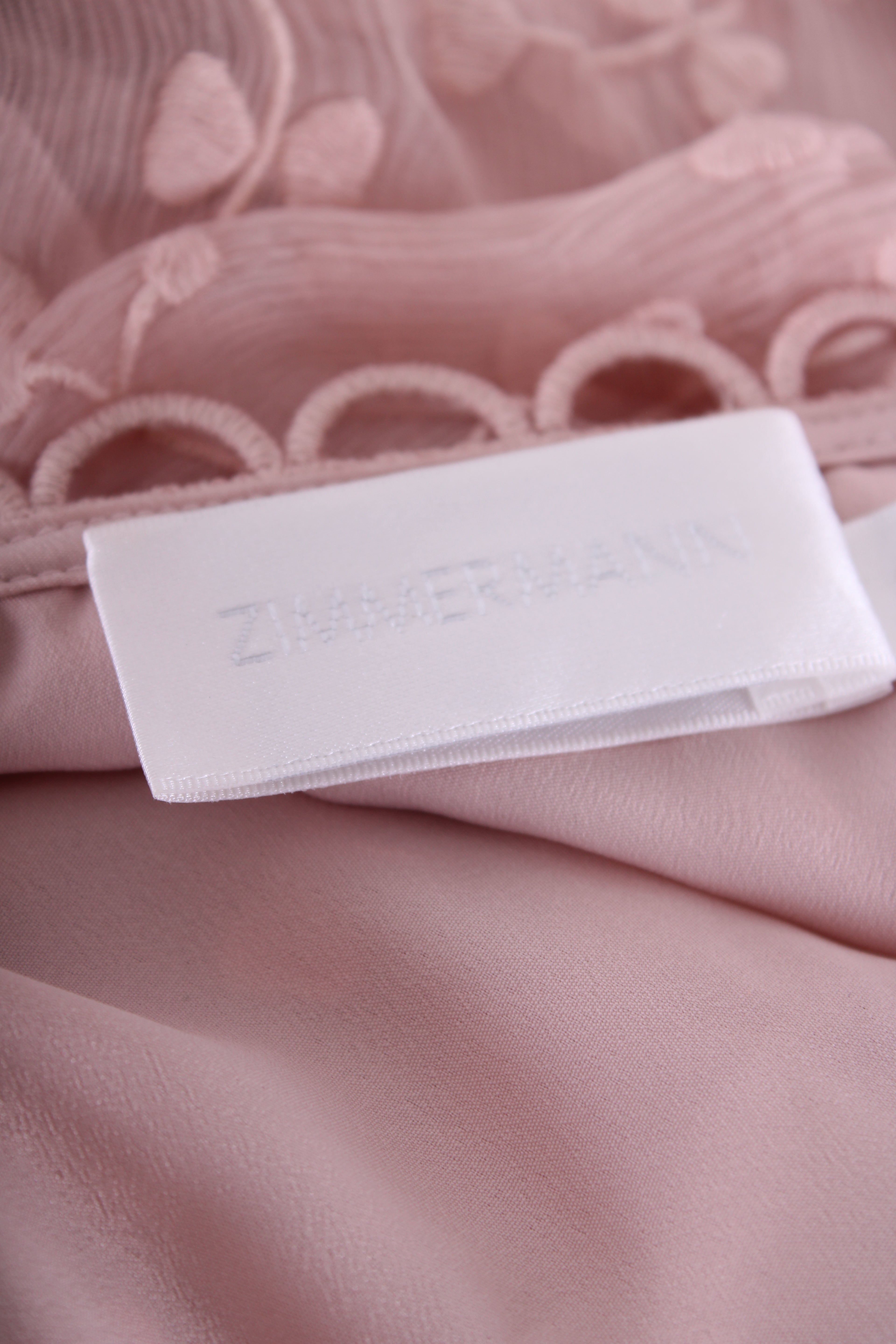 Zimmermann One Shoulder Ruffle Playsuit Blush Pink 14