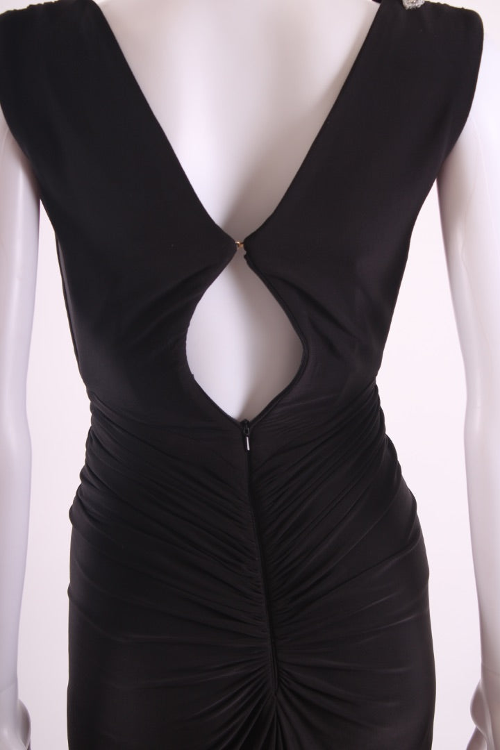 Rhea Costa Evening Beaded Ruched Evening Dress Black XS
