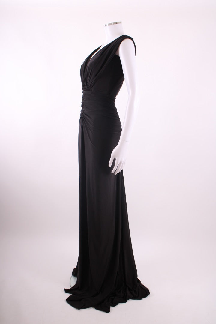 Rhea Costa Evening Beaded Ruched Evening Dress Black XS