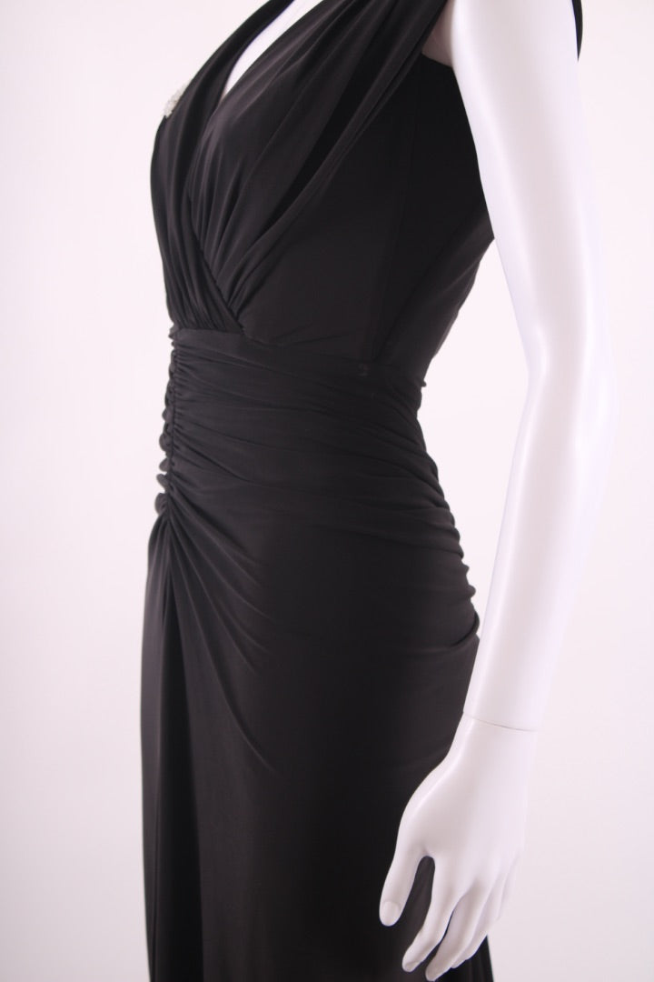 Rhea Costa Evening Beaded Ruched Evening Dress Black XS