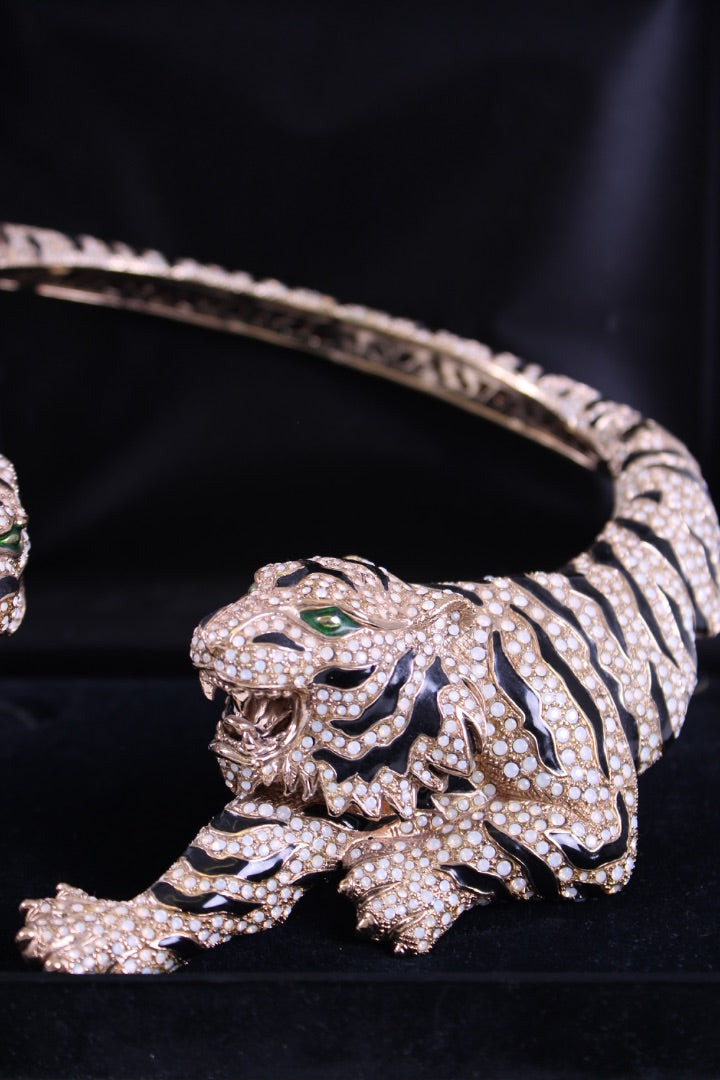 Roberto Cavalli Swarovski Tiger Necklace Gold Plated