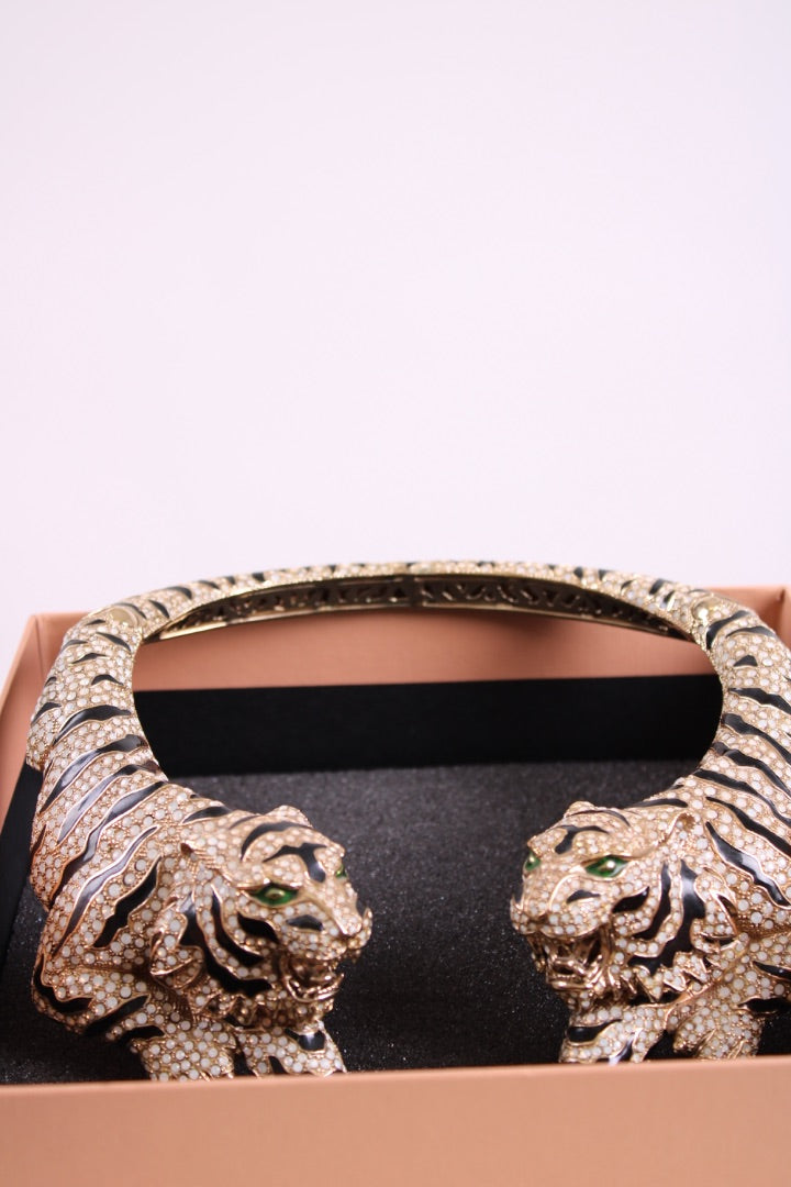 Roberto Cavalli Swarovski Tiger Necklace Gold Plated