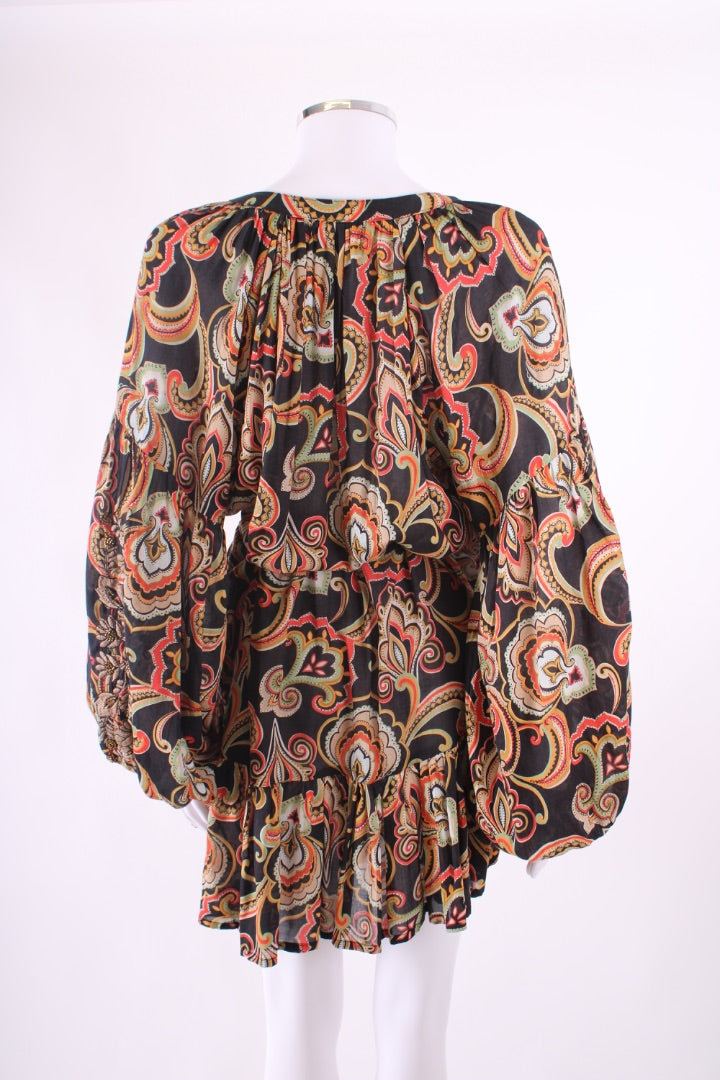 Miss June Dress long sleeved Black patterned One Size