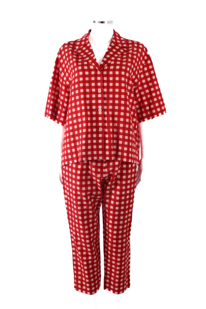 Joseph S/S Check Shirt/ Trouser Co-ord Red/ Cream S/M