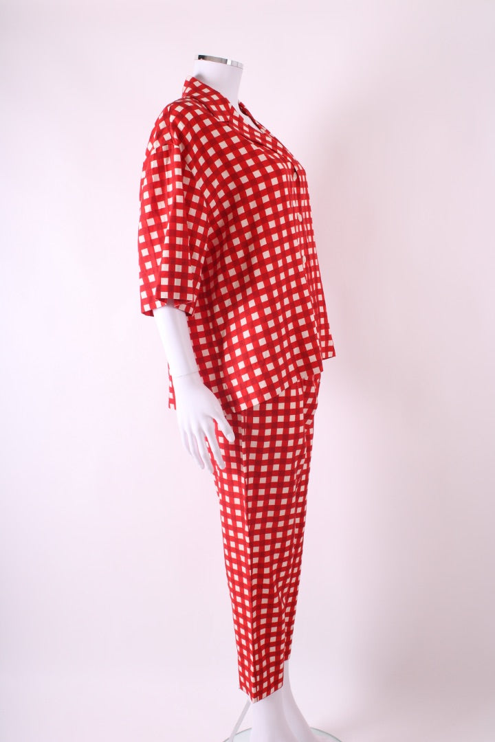 Joseph S/S Check Shirt/ Trouser Co-ord Red/ Cream S/M