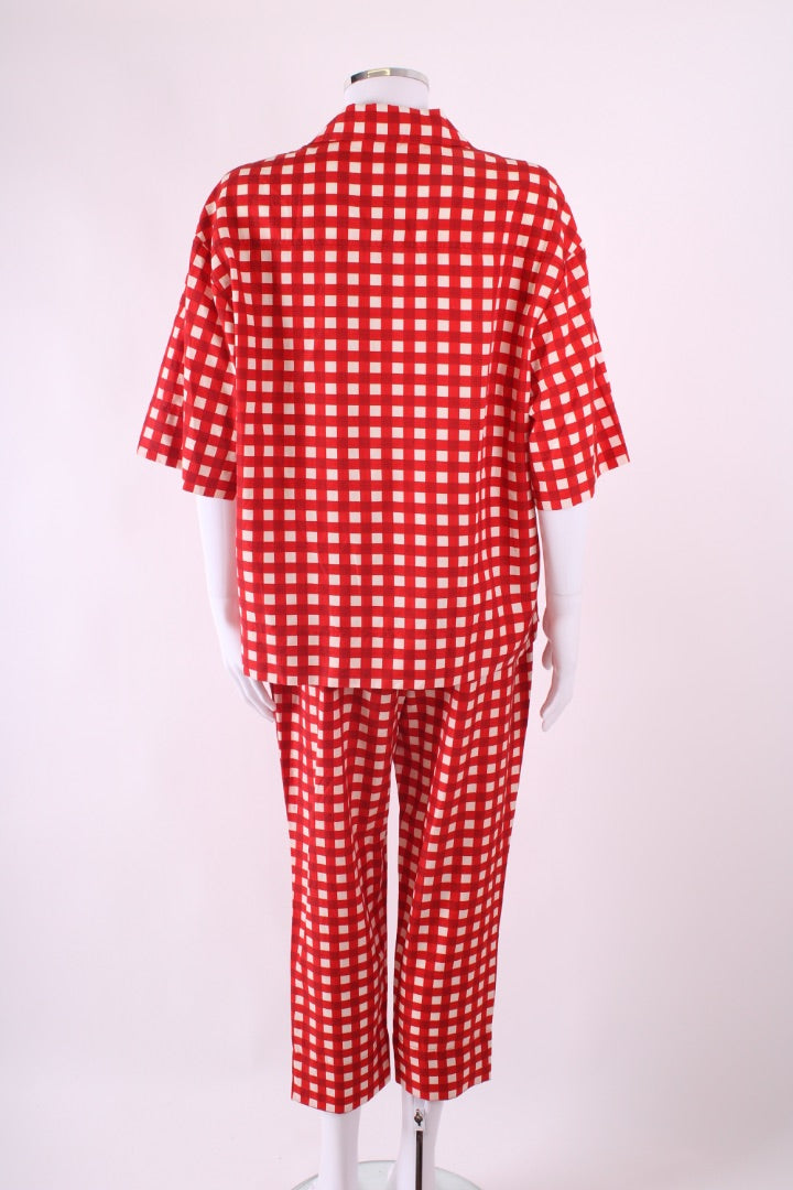 Joseph S/S Check Shirt/ Trouser Co-ord Red/ Cream S/M