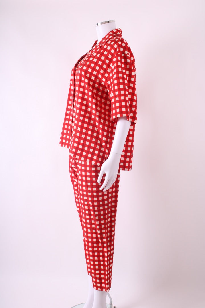 Joseph S/S Check Shirt/ Trouser Co-ord Red/ Cream S/M