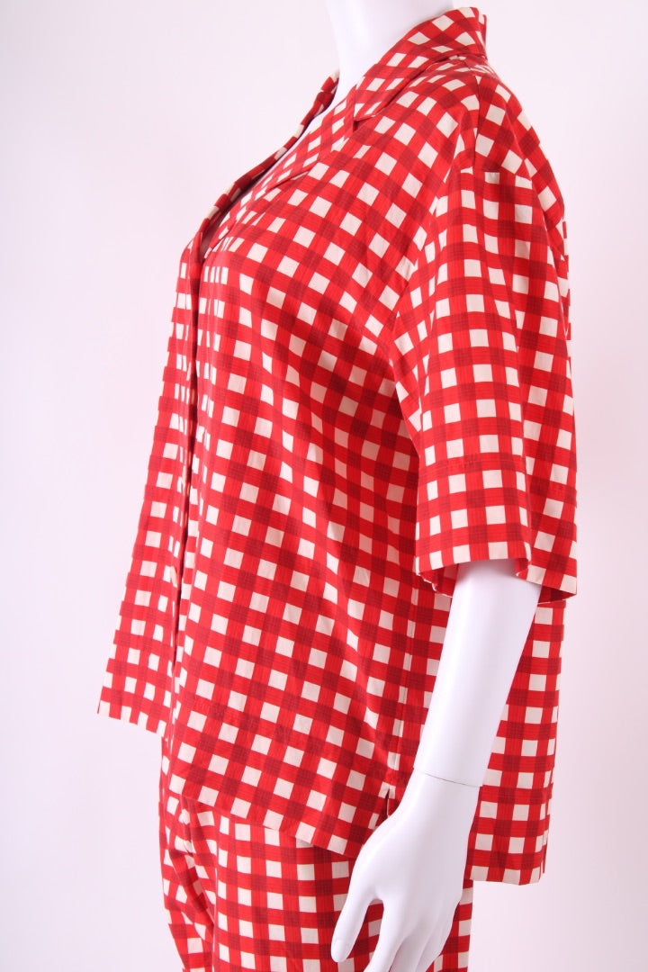 Joseph S/S Check Shirt/ Trouser Co-ord Red/ Cream S/M
