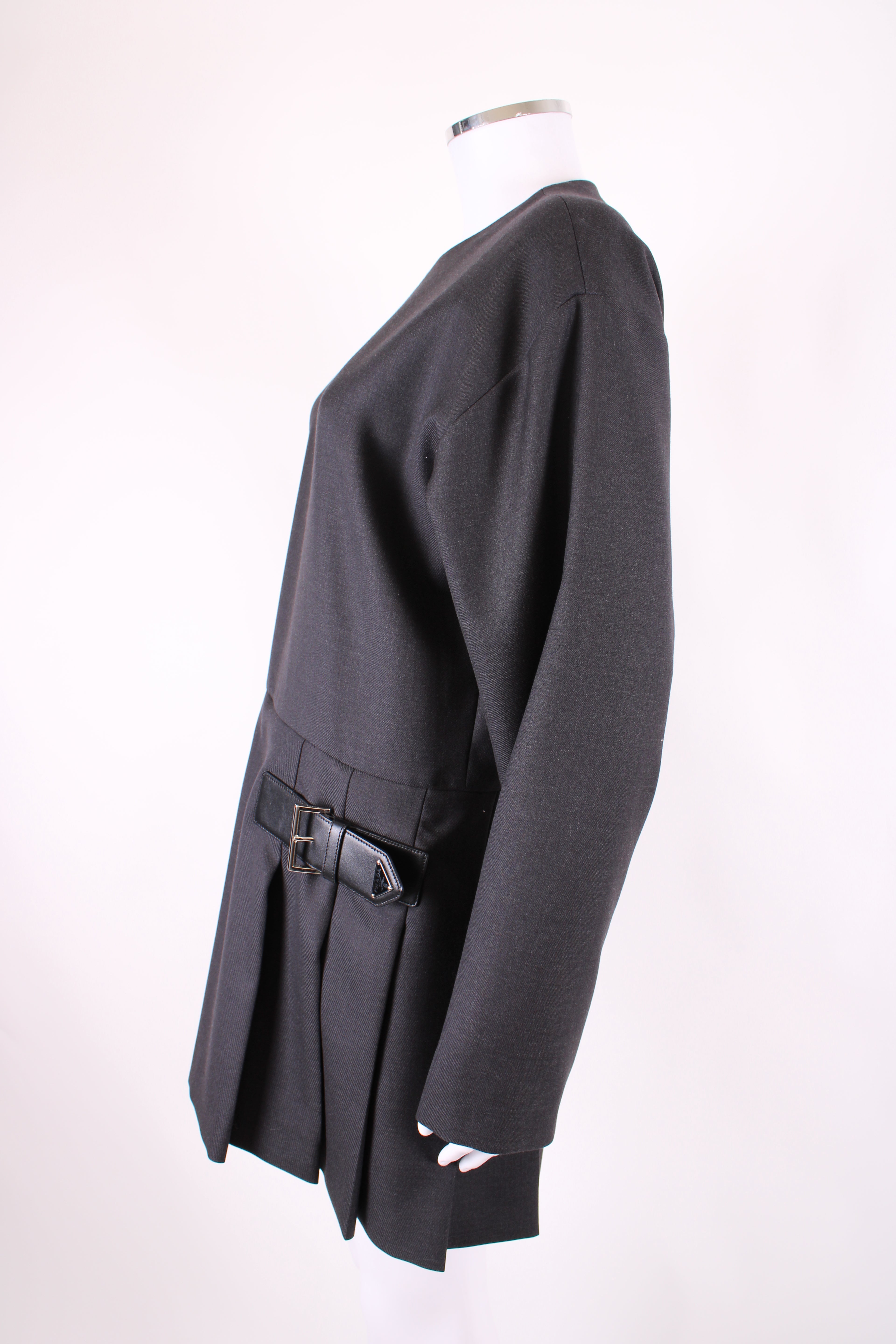 Prada L/S Belt Detail Dress Grey M