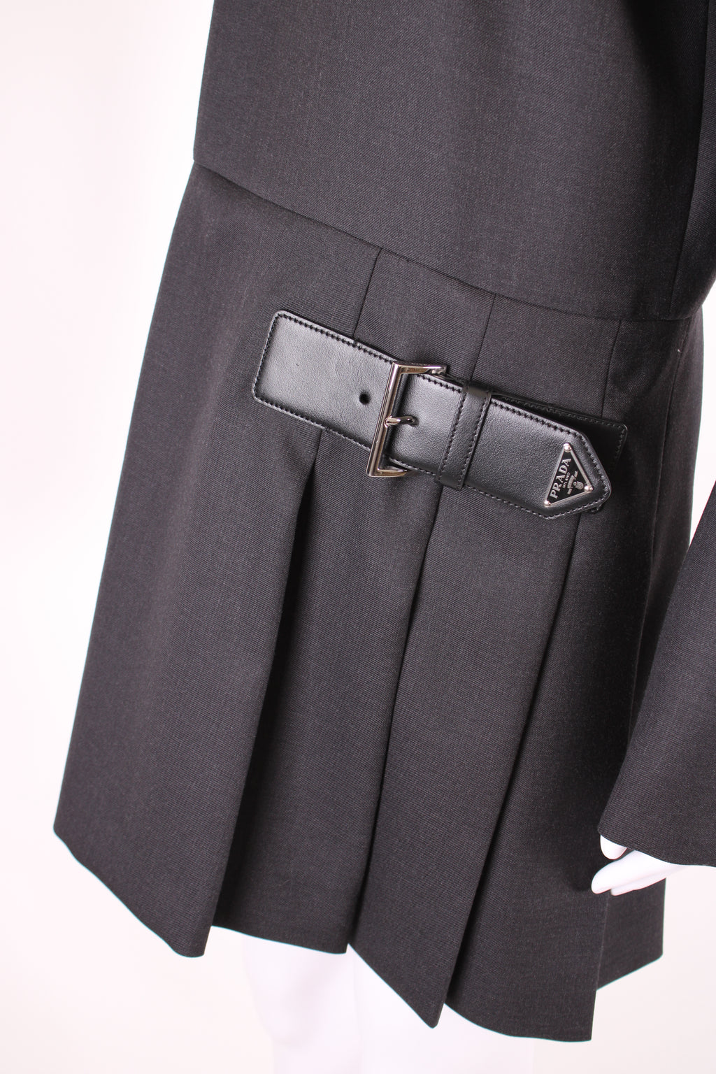 Prada L/S Belt Detail Dress Grey M